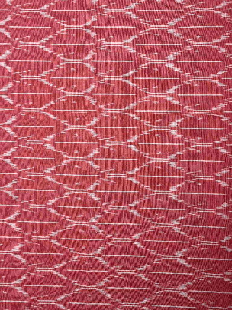 Light Red Pochampally Ikat Cotton 3mts Fabric with Grill Design f0301
