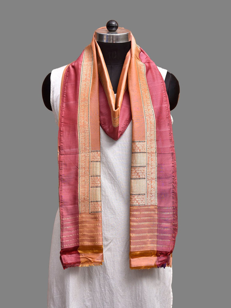Light Rust Banaras Silk Dupatta with Border and Pallu Design ds3890
