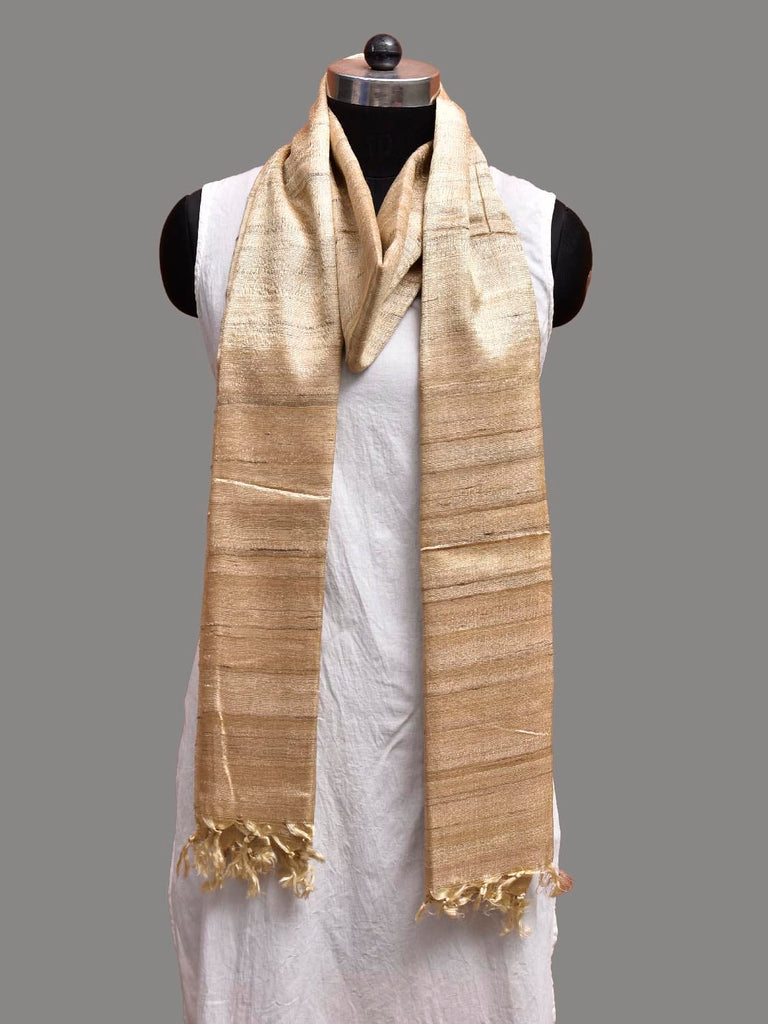 Light Yellow Tussar Dupatta with Strips Design ds3841