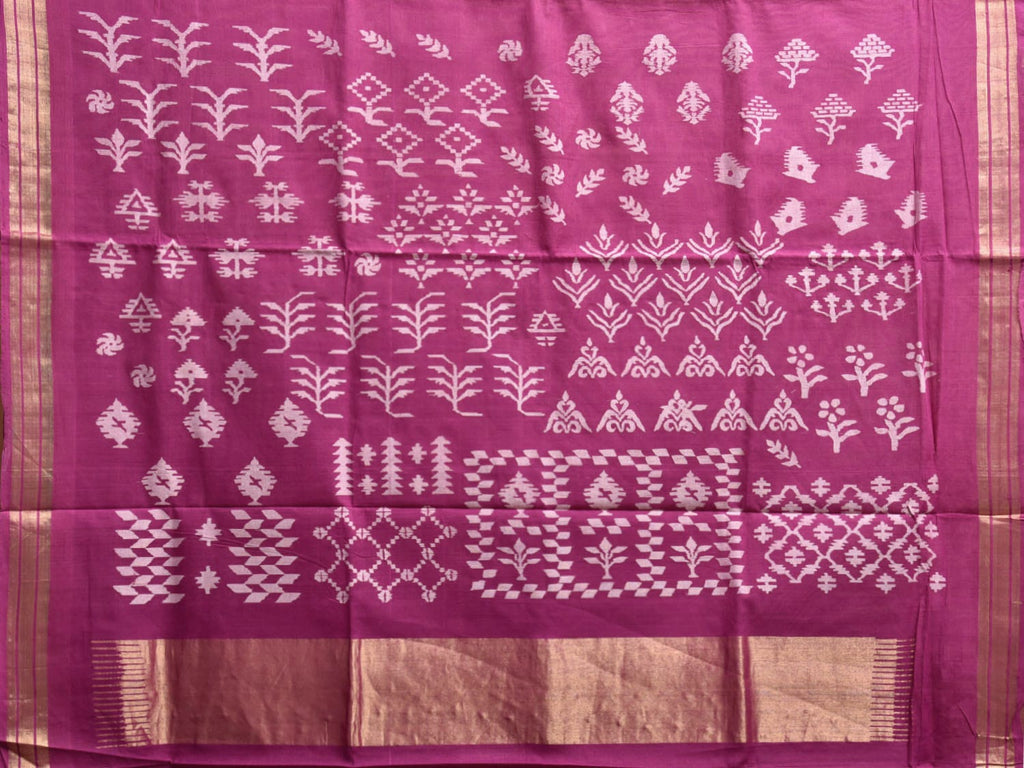 Magenta Khadi Cotton Handloom Saree with Assorted Buta Pallu Design kh0712