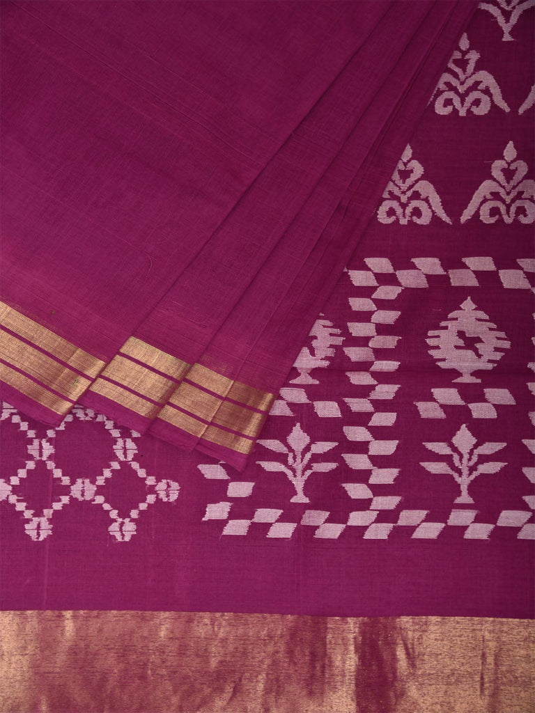 Magenta Khadi Cotton Handloom Saree with Assorted Buta Pallu Design kh0712
