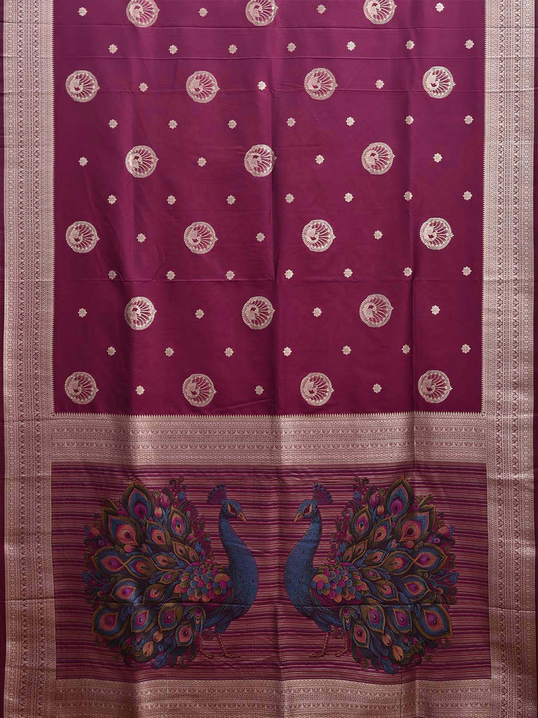 Magenta Viscose Blend Silk Saree, Design Woven on Electronic jacquard Loom. No Floating at Back Side  o0597