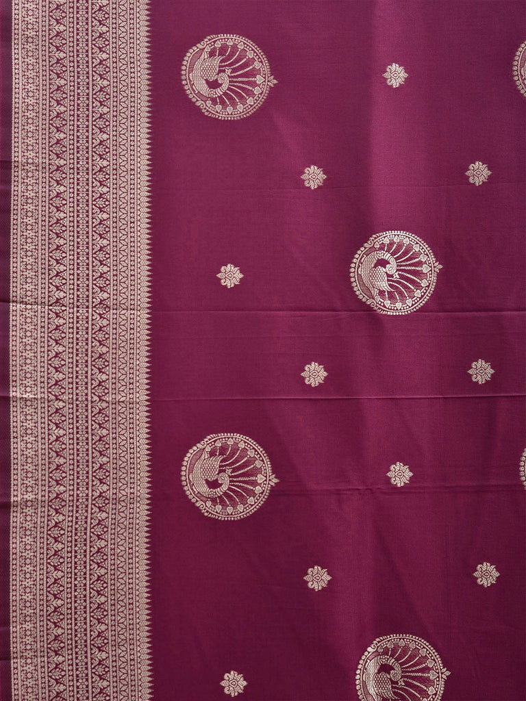 Magenta Viscose Blend Silk Saree, Design Woven on Electronic jacquard Loom. No Floating at Back Side  o0597