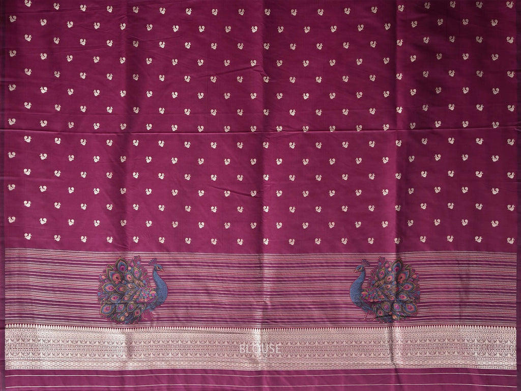 Magenta Viscose Blend Silk Saree, Design Woven on Electronic jacquard Loom. No Floating at Back Side  o0597