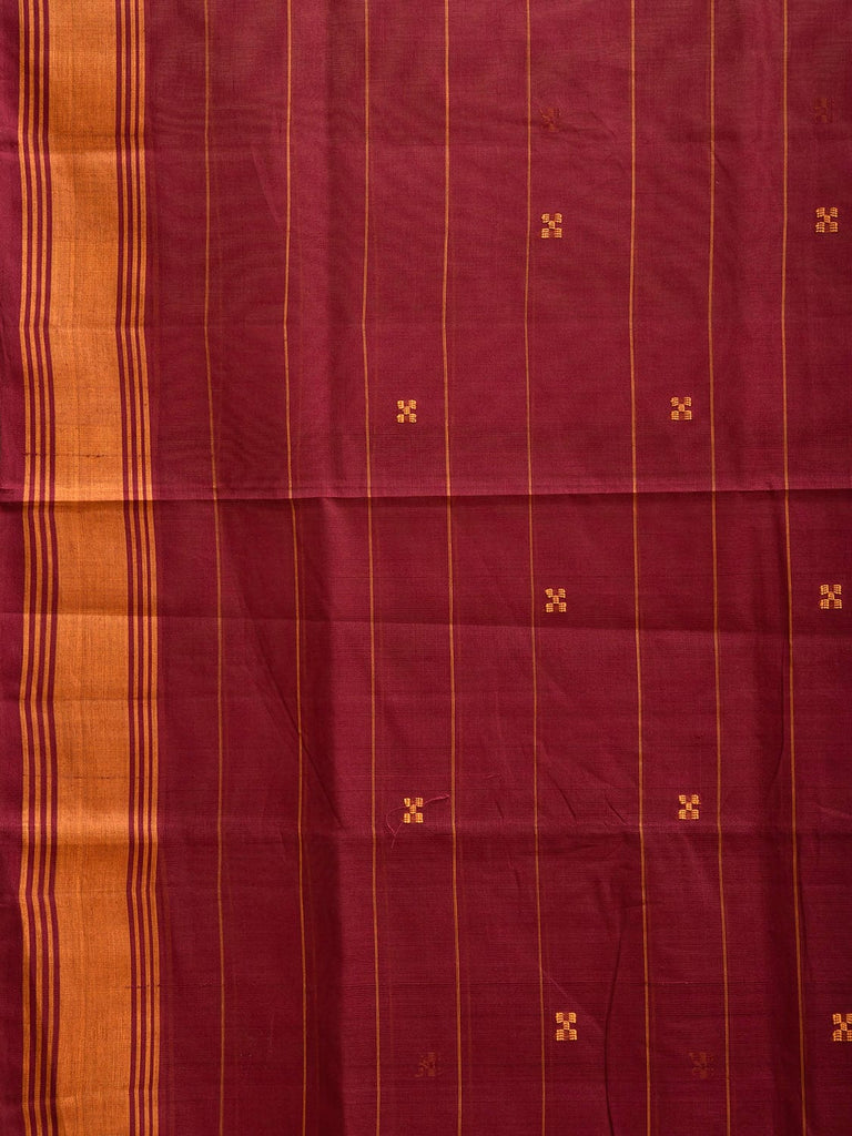 Maroon and Orange Venkatagiri Cotton Saree with Strips Design v0129