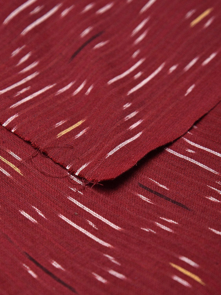Maroon Ikat Cotton Handloom 2.5mts Fabric with Grill Design f0264