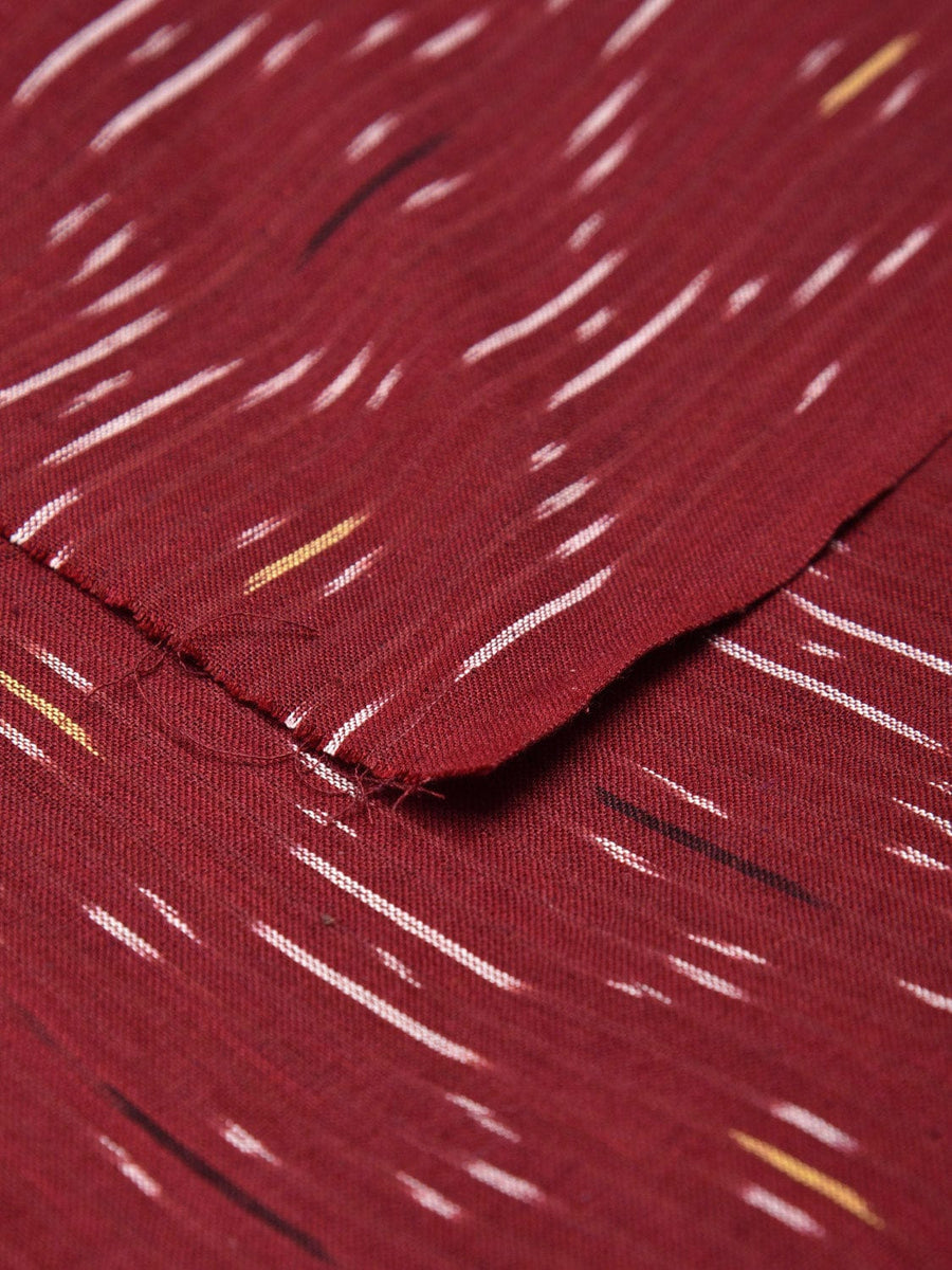 Maroon Ikat Cotton Handloom 2.5mts Fabric with Grill Design f0264 – Uppada