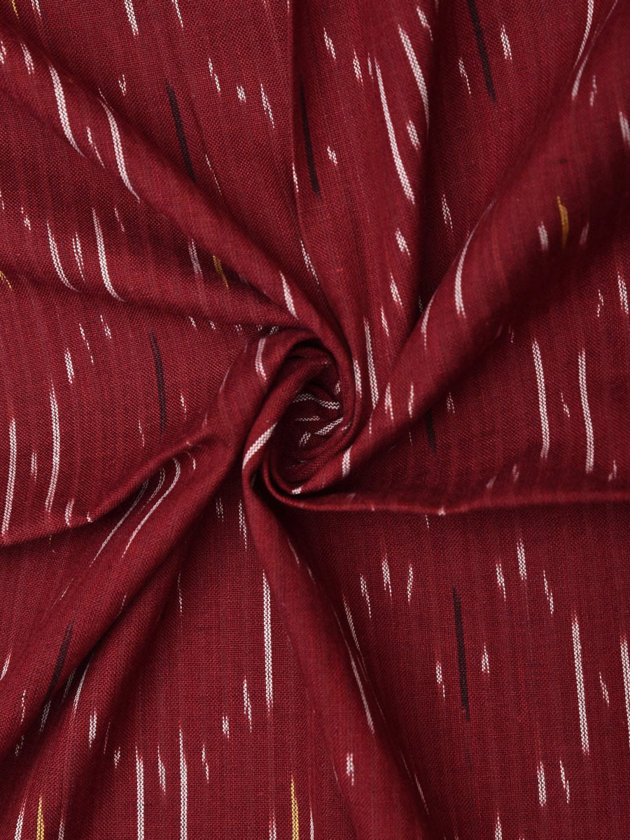 Maroon Ikat Cotton Handloom 2.5mts Fabric with Grill Design f0264 – Uppada
