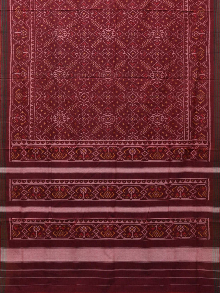 Maroon Ikat Cotton Handloom Saree with Grill Design i0809