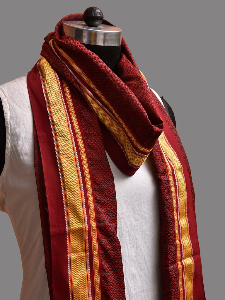 Maroon ilkal Cotton Viscose Dupatta with Zari Border Design ds3926