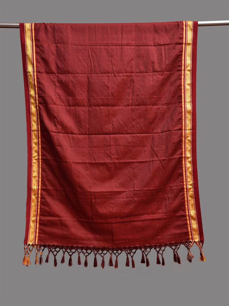 Maroon ilkal Cotton Viscose Dupatta with Zari Border Design ds3926