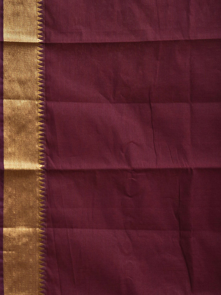 Maroon Mangalgiri Cotton Handloom Saree with Strips and Small Temple Border Design No Blouse mn0112