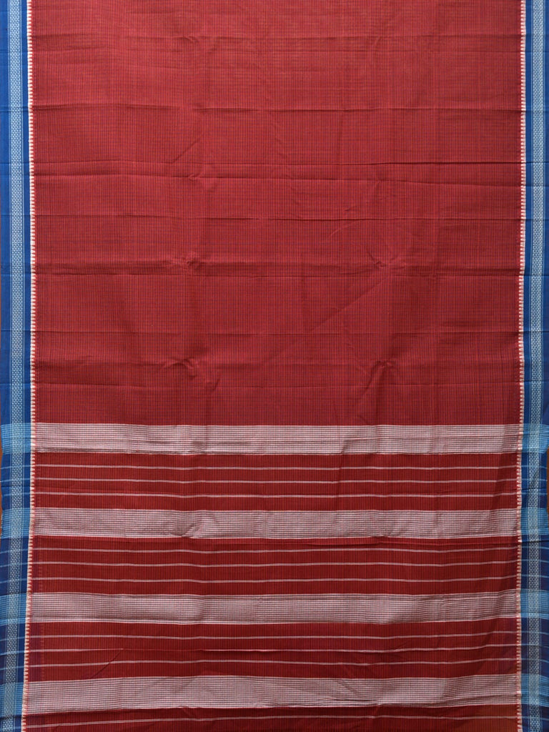 Maroon Narayanpet Cotton Handloom Saree with Checks Design No Blouse np0663