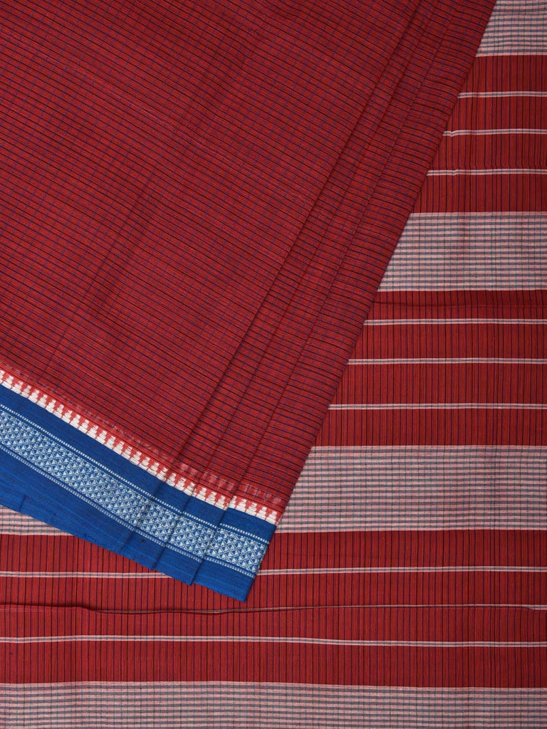 Maroon Narayanpet Cotton Handloom Saree with Checks Design No Blouse np0663