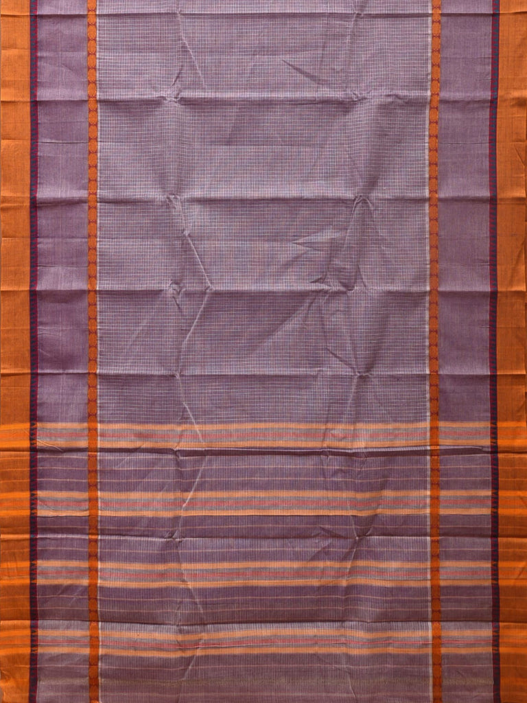 Mauve Narayanpet Cotton Handloom Saree with Checks Design No Blouse np0760