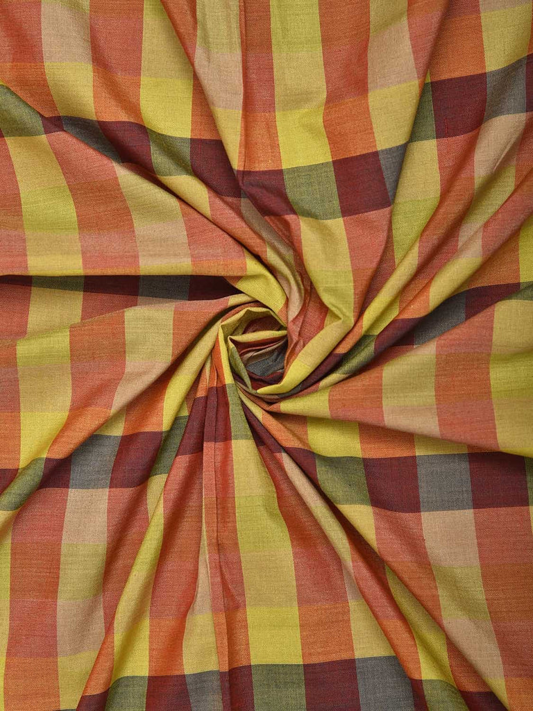 Multicolor Cotton Handloom 2.5mts Fabric with Checks Design f0271