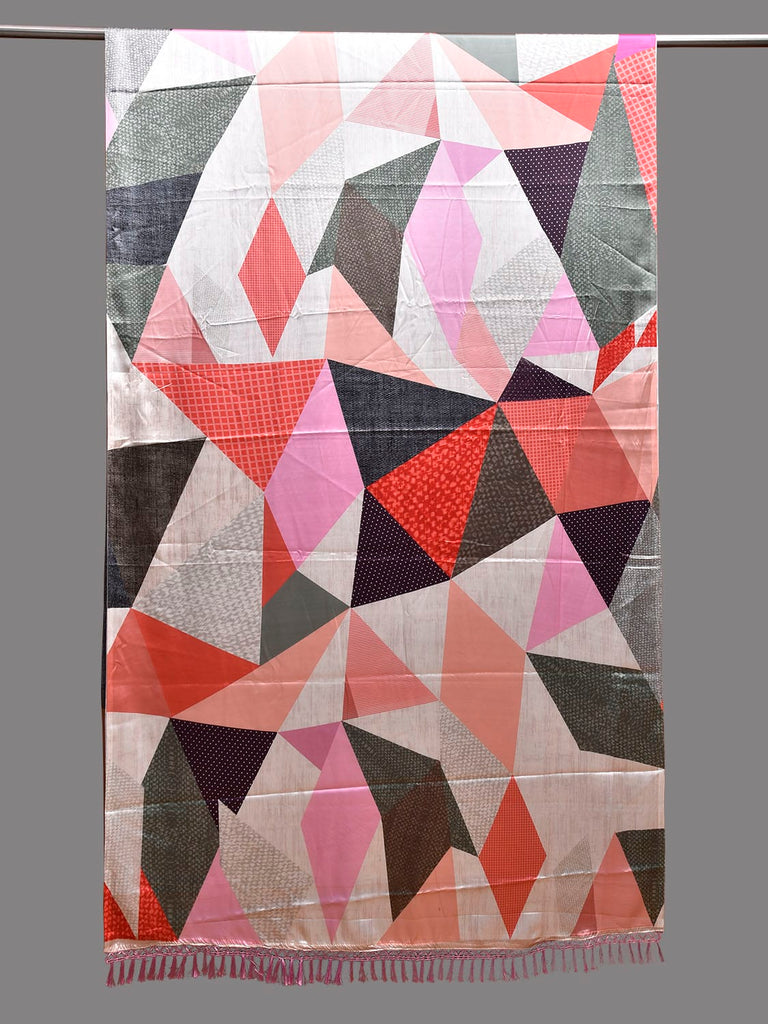 Multicolor Digital Print Satin Saree with Abstract Design o0677
