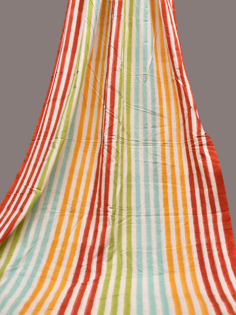 Multicolor Ikat Cotton Handloom 2.5mts Fabric with Strips Design f0260