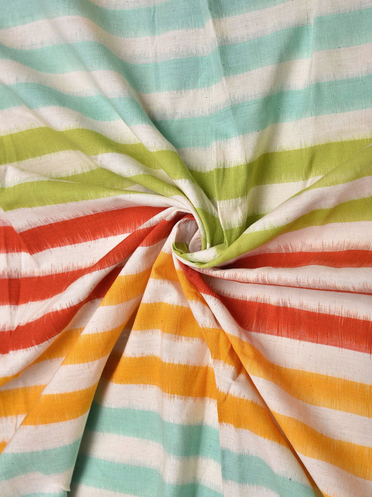Multicolor Ikat Cotton Handloom 2.5mts Fabric with Strips Design f0260