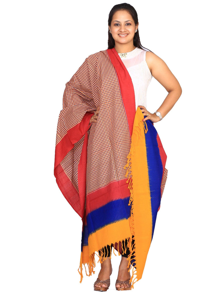 Multicolor Pochampally Ikat Cotton Handloom Dupatta ds0661