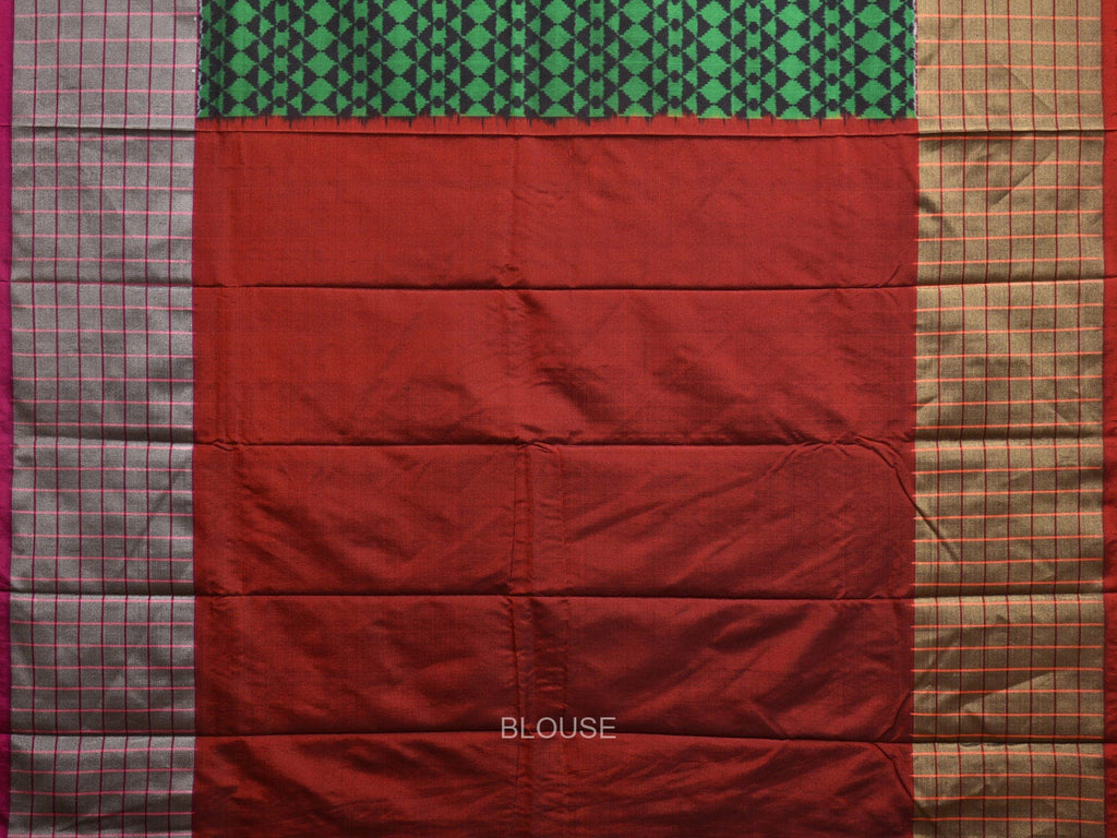 Multicolor Pochampally Ikat Silk Handloom Saree with Checks Border Design i0858