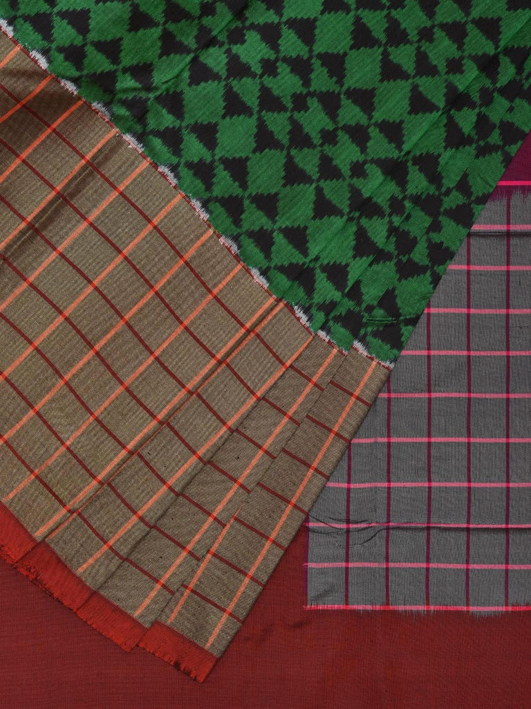 Multicolor Pochampally Ikat Silk Handloom Saree with Checks Border Design i0858
