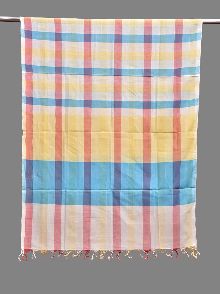 Multicolot Mangalgiri Cotton Handloom Dupatta with Checks Design ds3887