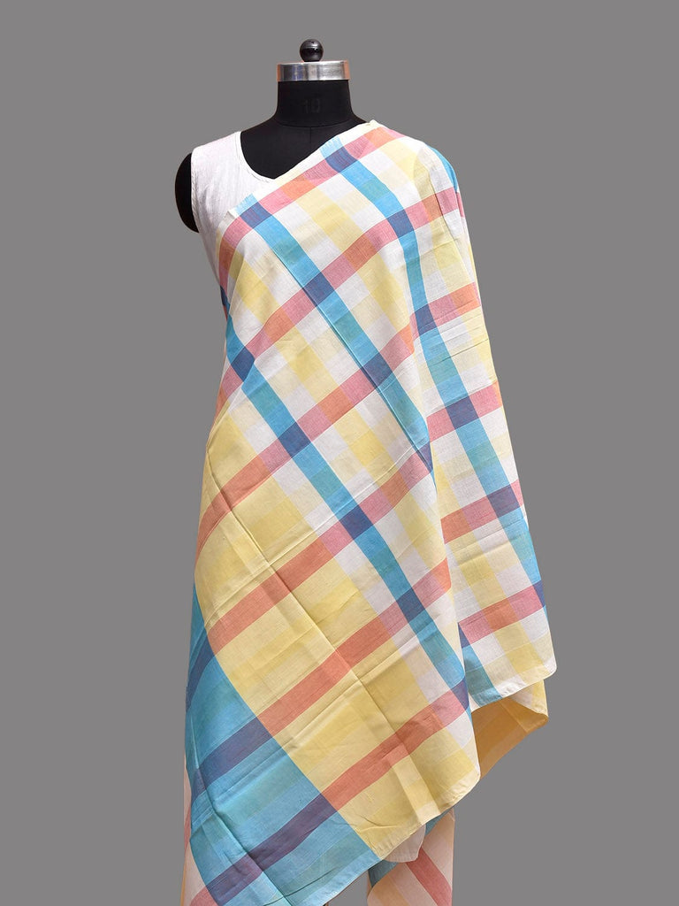 Multicolot Mangalgiri Cotton Handloom Dupatta with Checks Design ds3887