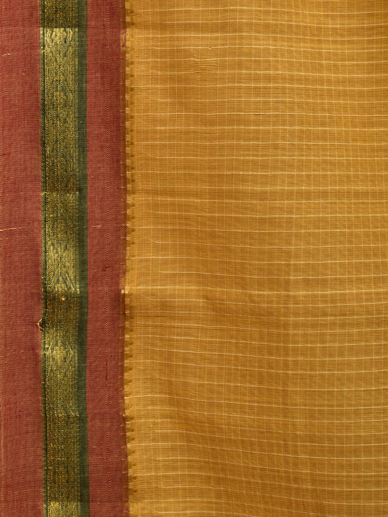 Mustard Narayanpet Cotton Handloom Saree with Checks Design No Blouse np0884