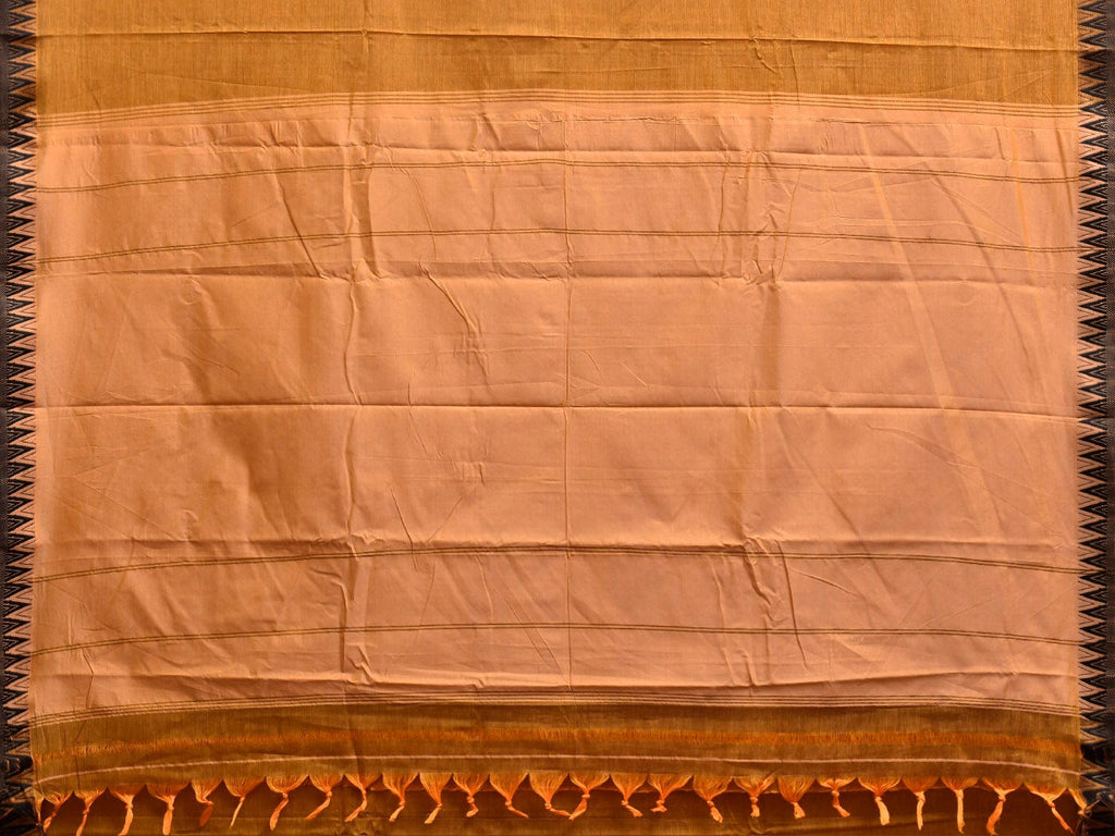 Mustard Narayanpet Cotton Plain Saree with Contrast Pallu Design No Blouse np1362