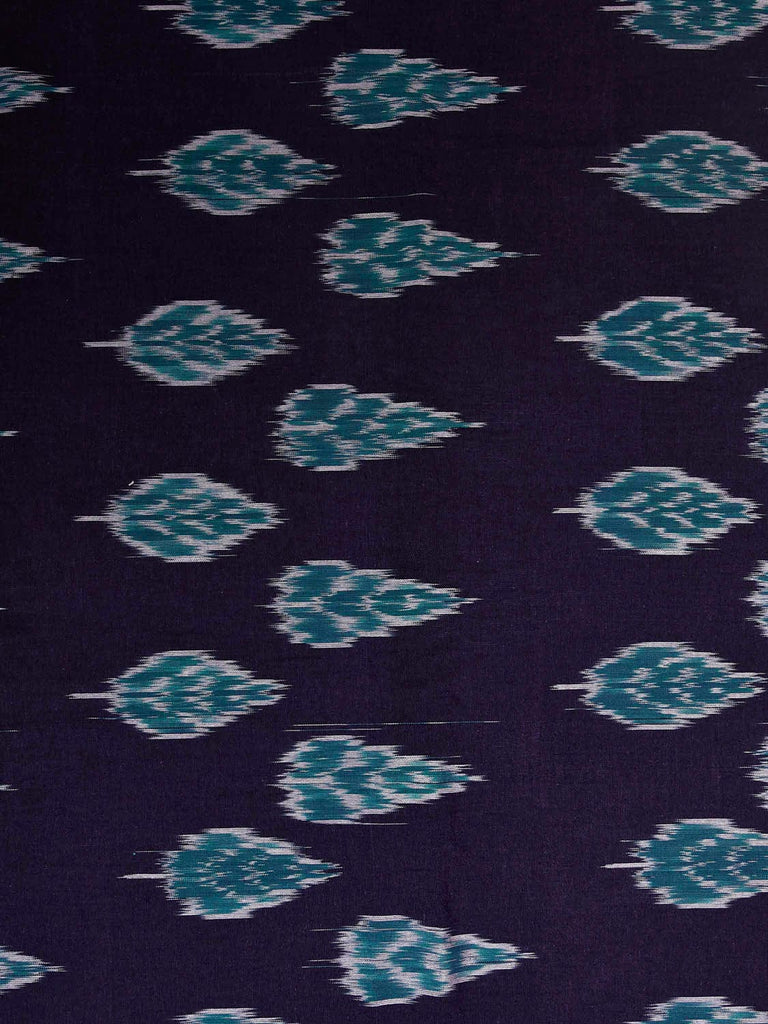 Navy and Teal Pochampally Ikat Cotton Handloom Blouse with Body Buta Design Length 1mt Width 44 Inches BL0169