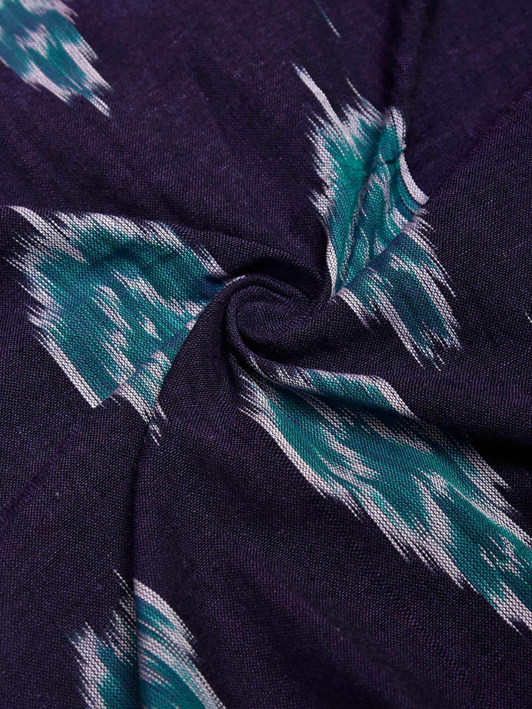 Navy and Teal Pochampally Ikat Cotton Handloom Blouse with Body Buta Design Length 1mt Width 44 Inches BL0169