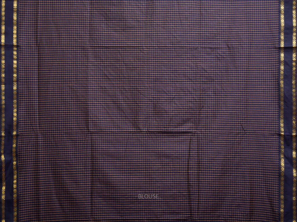 Navy Gadwal Cotton Viscose Saree with Checks and Body Border Design g0598