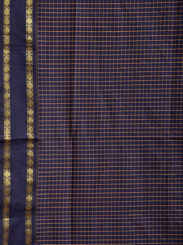 Navy Gadwal Cotton Viscose Saree with Checks and Body Border Design g0598