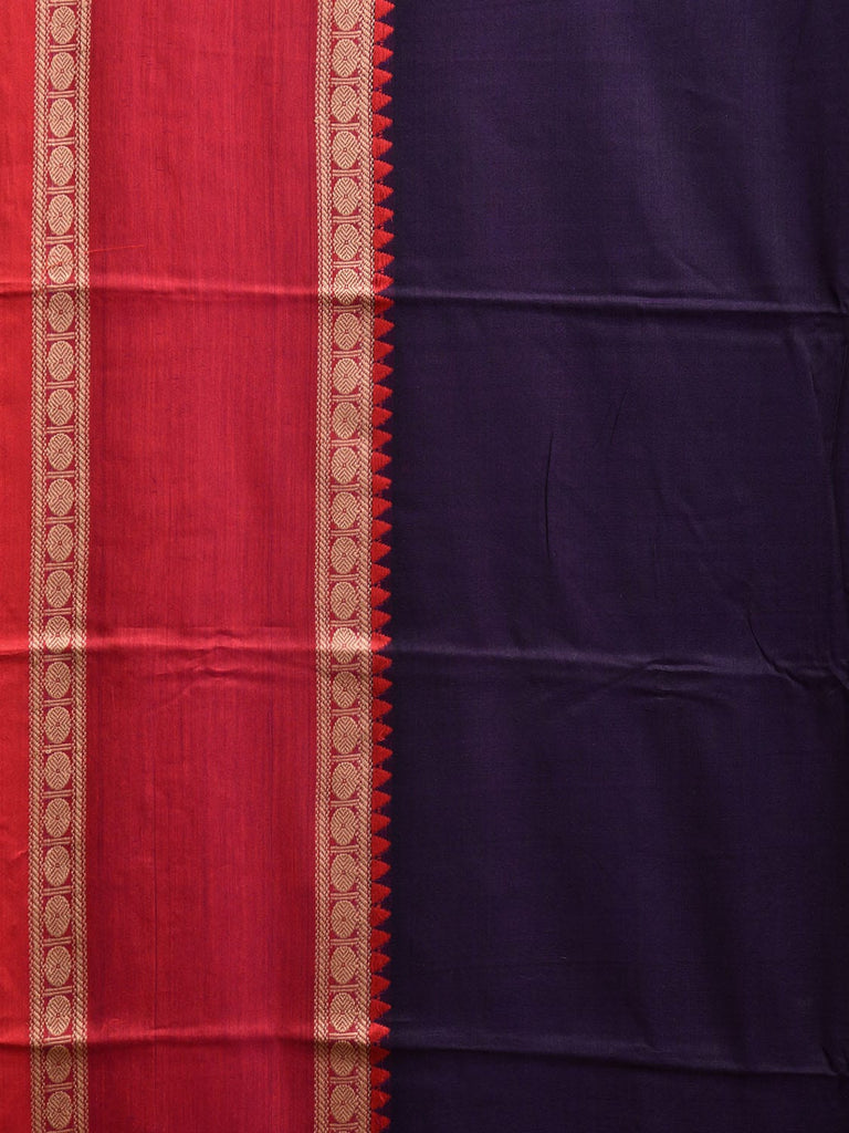 Navy Kanchipuram Cotton Saree with Ganga-Jamuna Border Design k0777