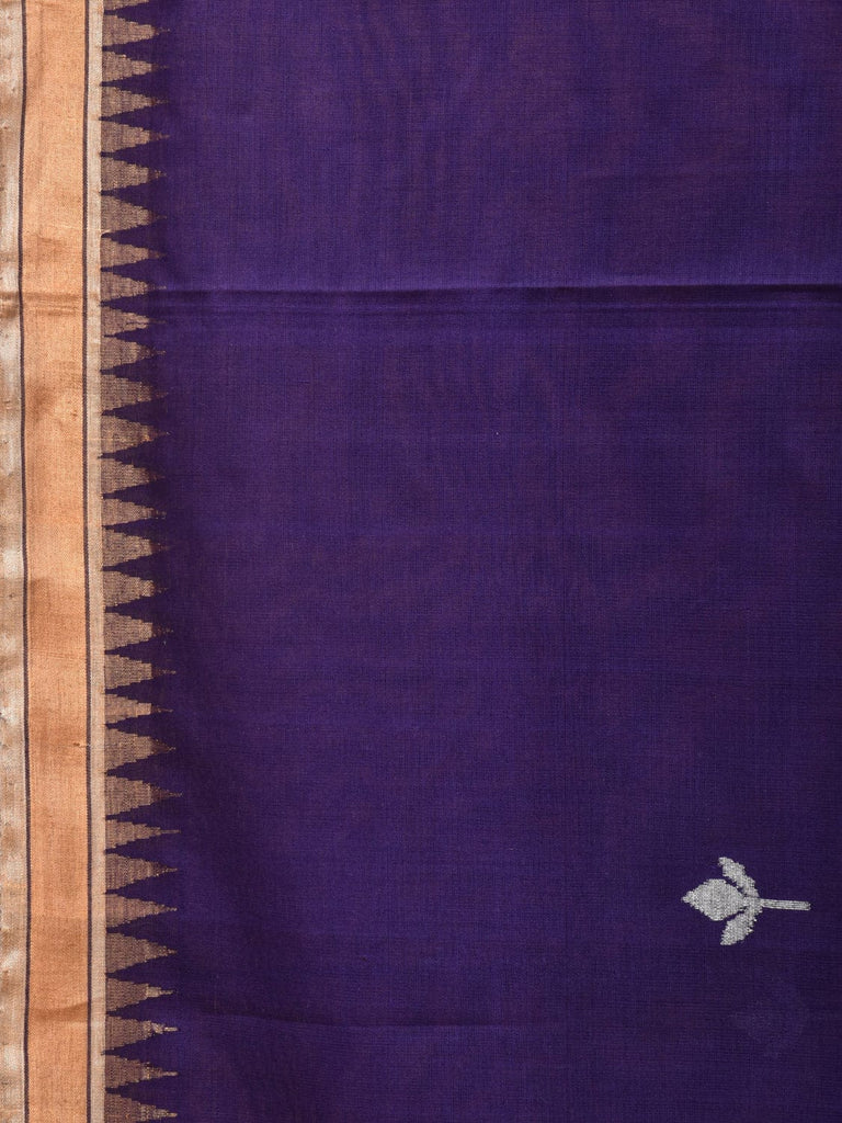 Navy Khadi Cotton Handloom Saree with Flowers Pallu Design kh0659