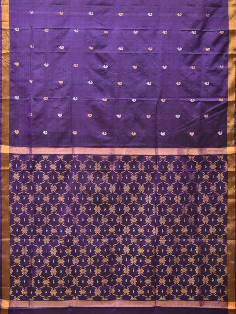 Navy Uppada Silk Handloom Saree with Grill Pallu and Blouse Design u2033