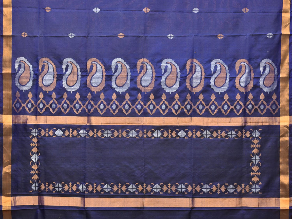 Navy Uppada Silk Handloom Saree with Mango Pallu Design u2060