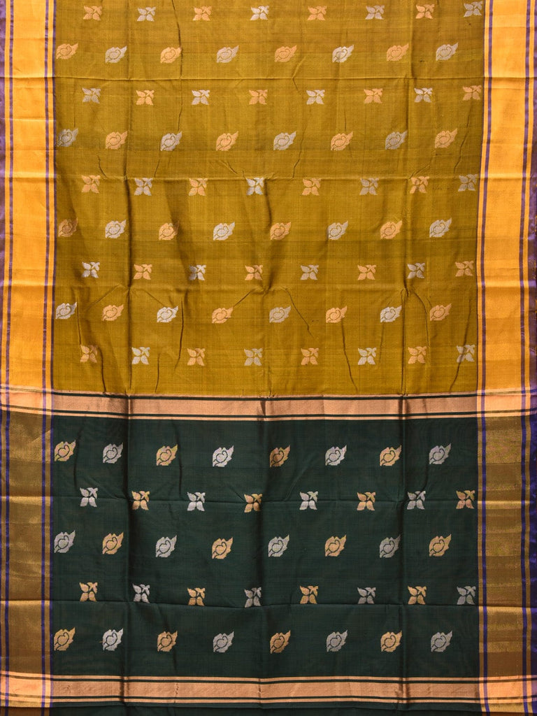 Olive and Dark Green Uppada Silk Handloom Saree with Buta Design u2004
