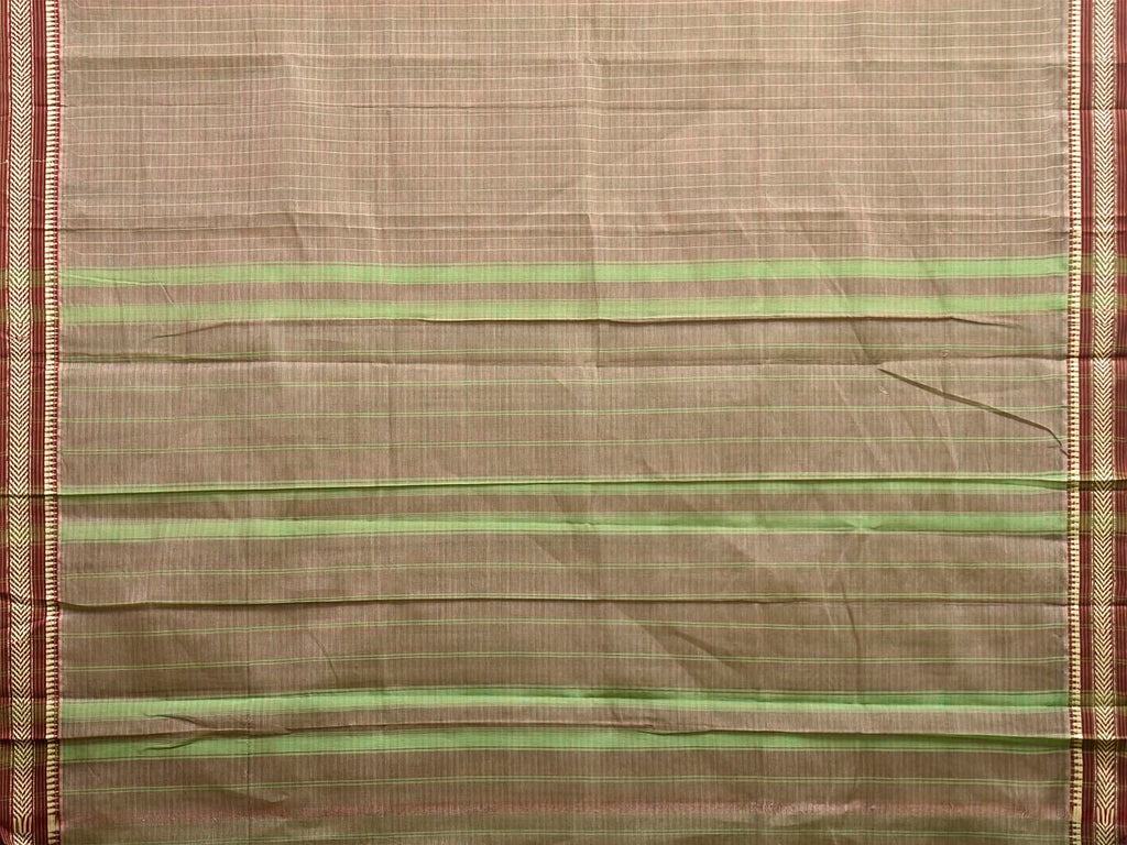 Olive and Green Narayanpet Cotton Handloom Saree with Strips Pallu Design No Blouse np1331
