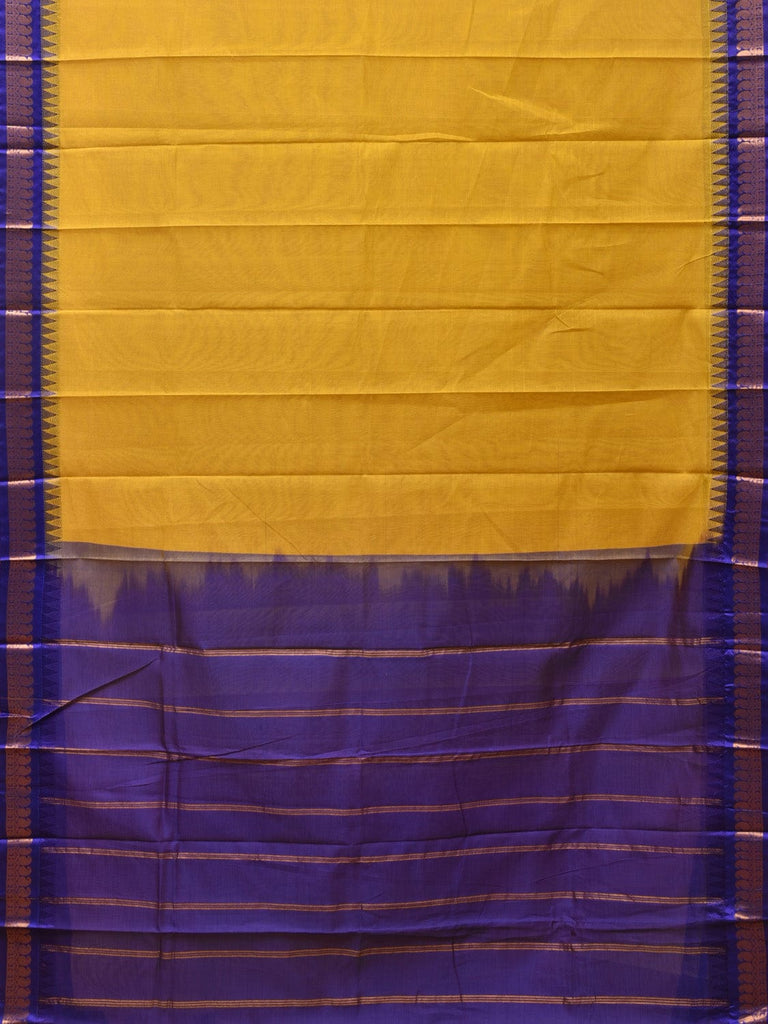 Olive and Indigo Gadwal Cotton Handloom Saree with Strips Pallu Design No Blouse g0365