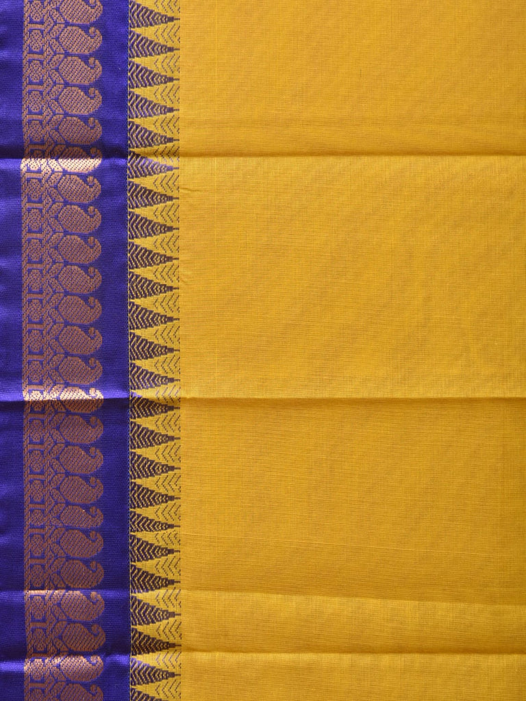 Olive and Indigo Gadwal Cotton Handloom Saree with Strips Pallu Design No Blouse g0365