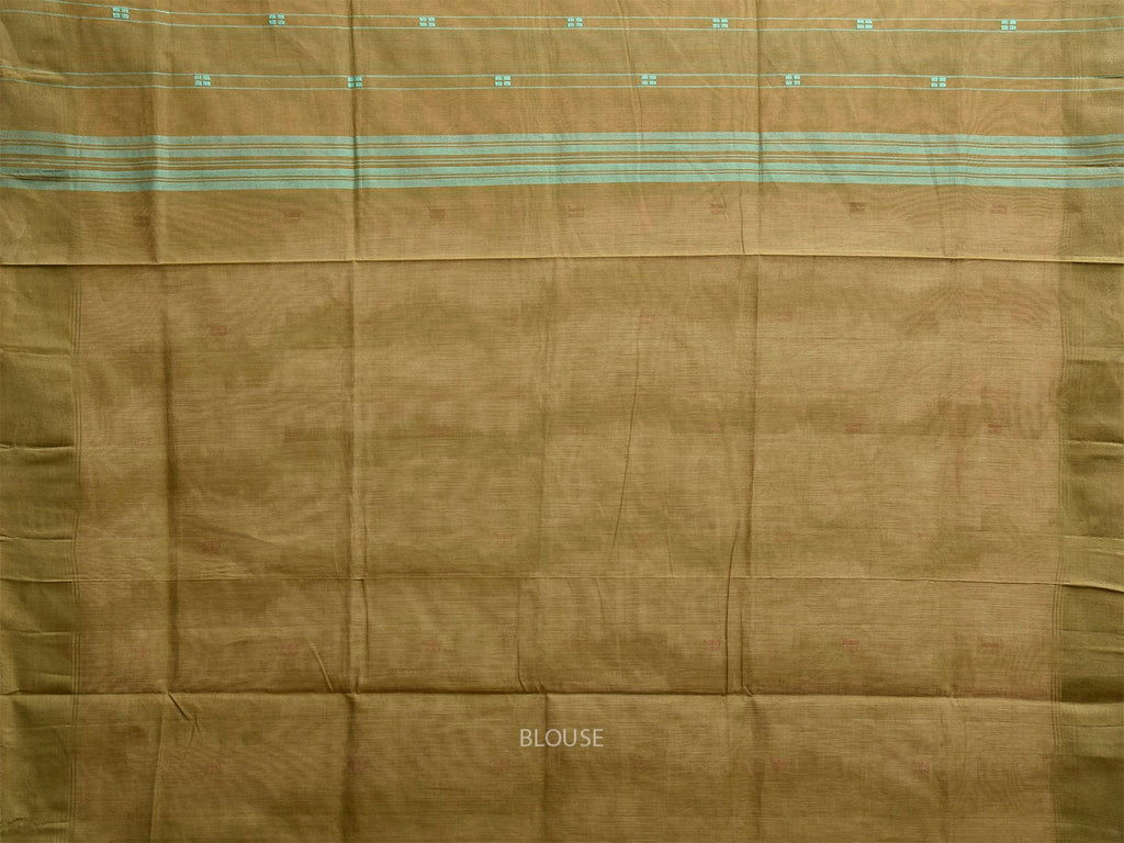 Olive and White Venkatagiri Cotton Saree with Strips Pallu and Ikat Style Design v0132