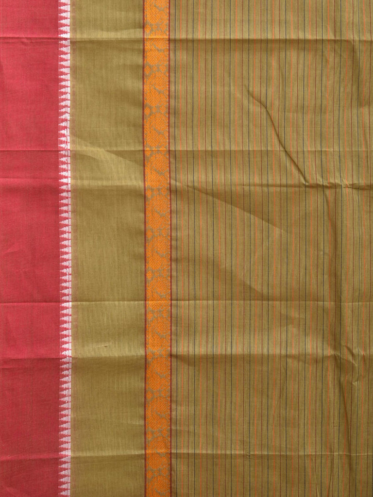 Olive Narayanpet Cotton Handloom Saree with Big Border Design No Blouse np0851