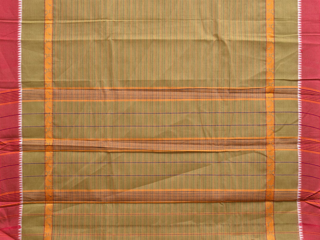 Olive Narayanpet Cotton Handloom Saree with Big Border Design No Blouse np0851