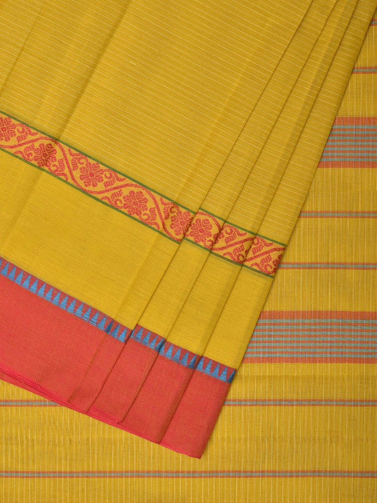 Olive Narayanpet Cotton Handloom Saree with One Side Big Border Design No Blouse np0785