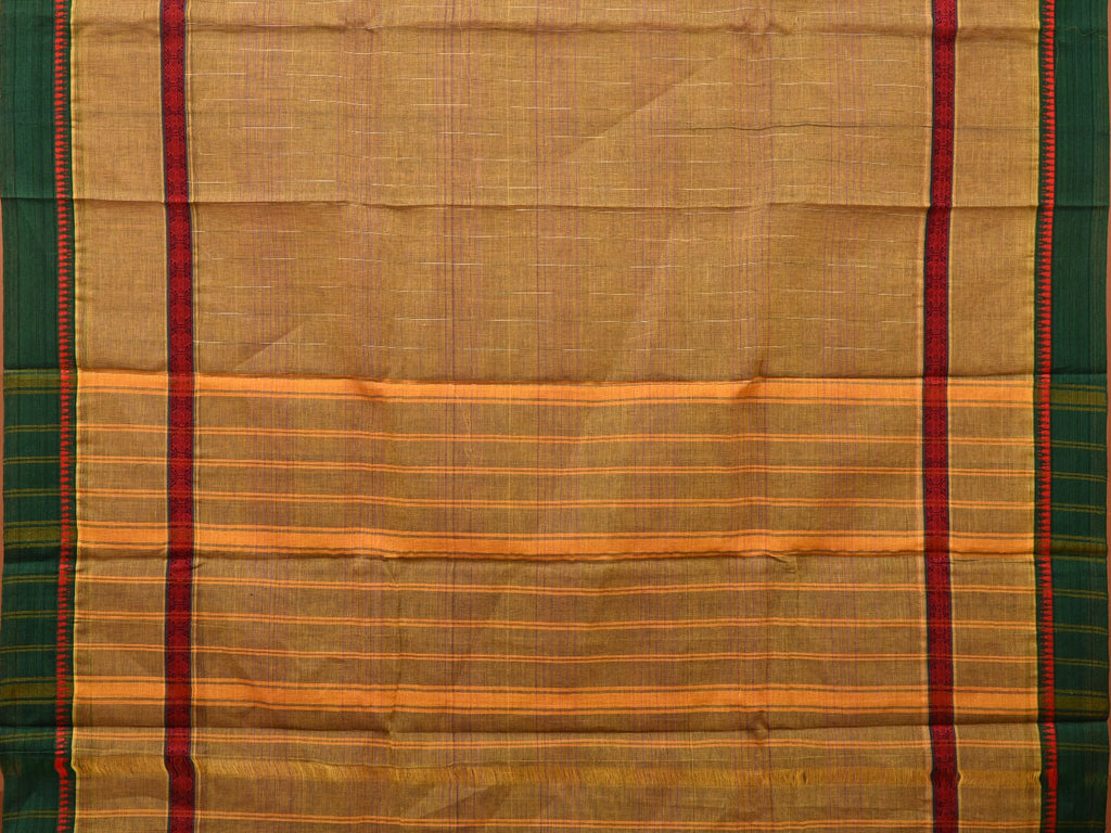 Olive Narayanpet Cotton Handloom Saree with Strips Design No Blouse np0656