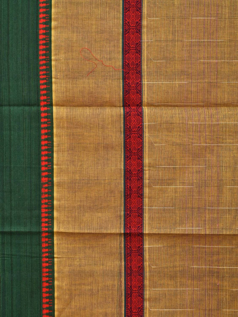 Olive Narayanpet Cotton Handloom Saree with Strips Design No Blouse np0656