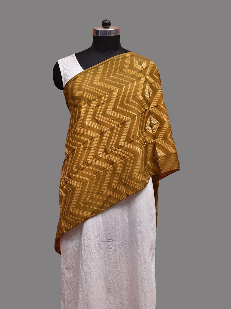 Olive Shibori Sico Stole with Zig-Zag and Flowers Design ds3697