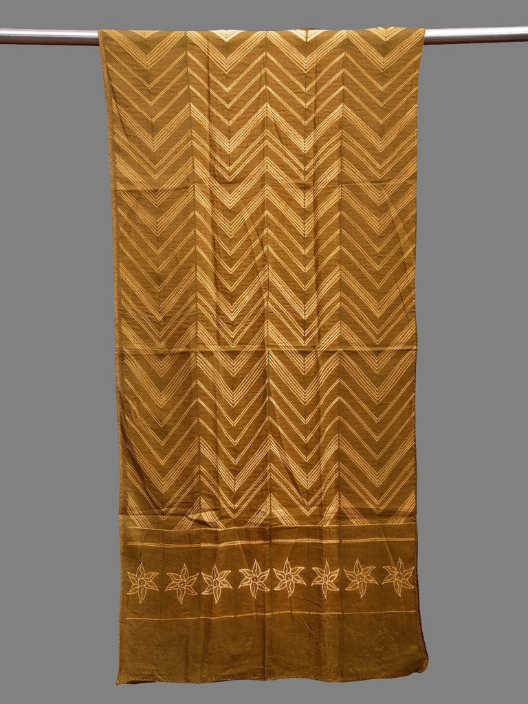 Olive Shibori Sico Stole with Zig-Zag and Flowers Design ds3697